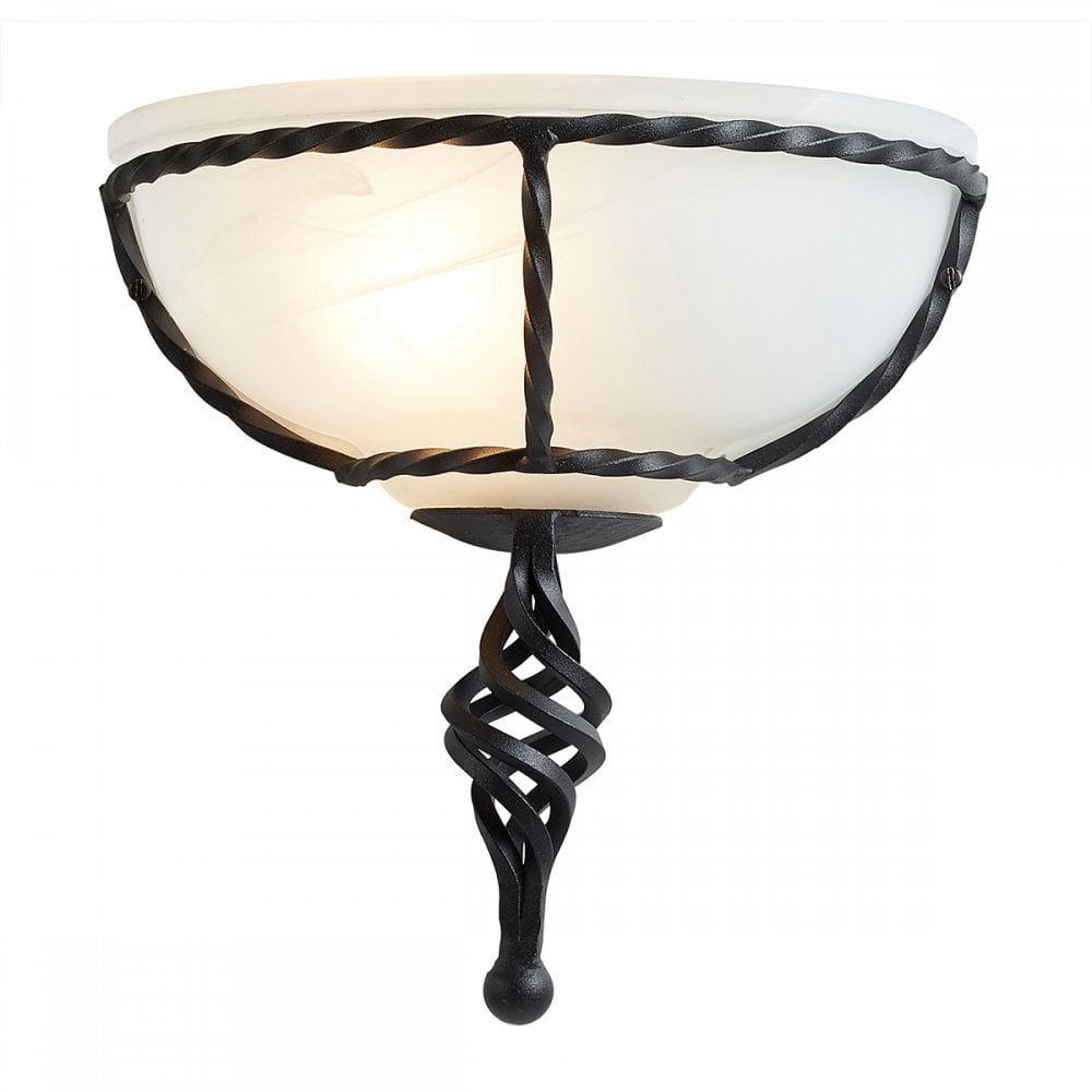 Pembroke Classic Wall Light In Black Finish With Glass Shade PB/WU BLACK