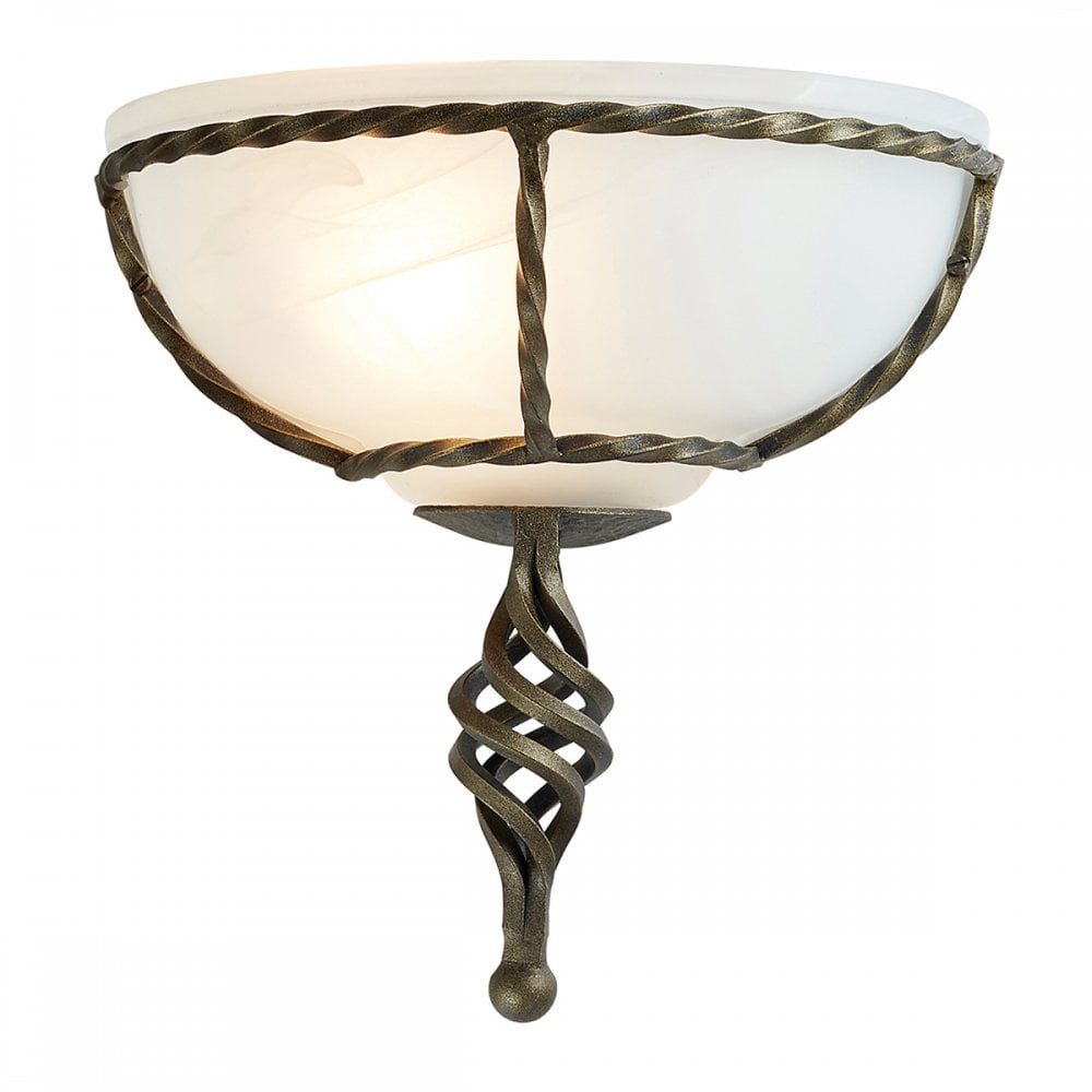 Pembroke Classic Wall Light In Black And Gold Finish With Glass Shade PB/WU BLK/GOLD