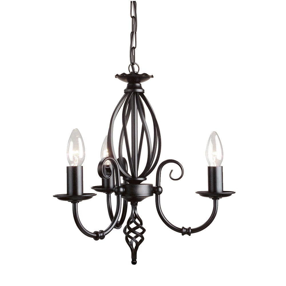 Artisan 3 Light Ceiling Chandelier In Black Finish ART3 BLACK