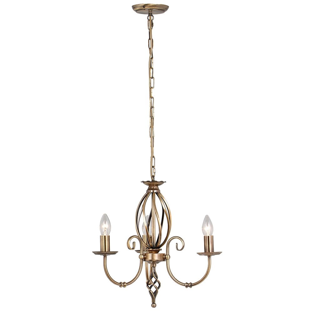 Artisan 3 Light Ceiling Chandelier In Aged Brass Finish ART3 AGD BRASS