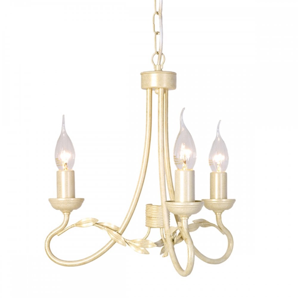 Olivia 3 Light Ceiling Chandelier In Ivory And Gold Finish OV3 IVORY/GOLD