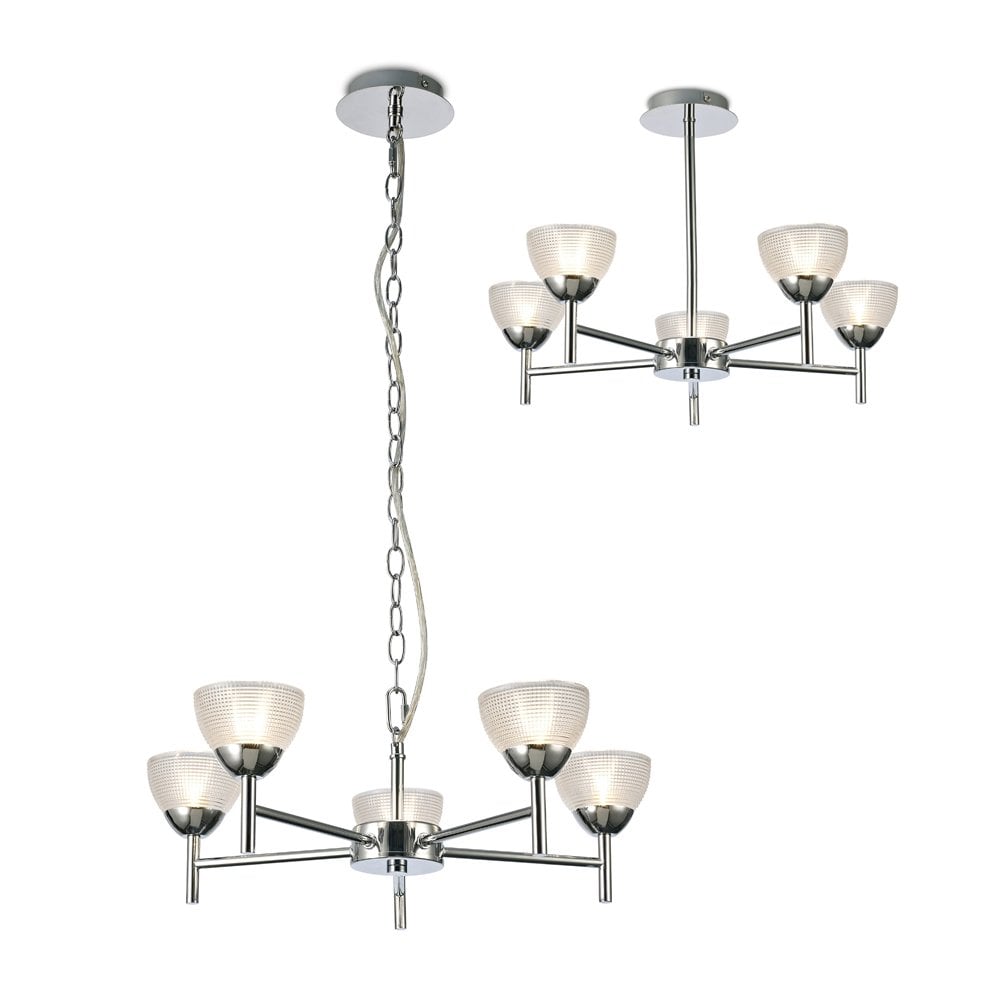 Avalon 5 Light Dual Mount Ceiling Light In Polished Chrome Finish D0414