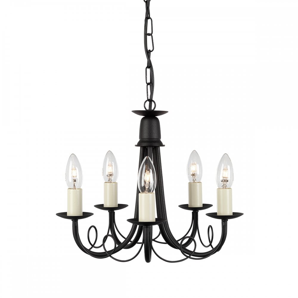 Minster Classic 5 Light Ceiling Chandelier In Black Finish MN5 BLACK