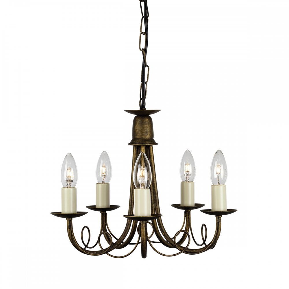 Minster Classic 5 Light Ceiling Chandelier In Black And Gold Finish MN5 BLK/GOLD
