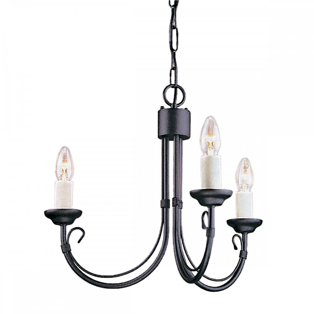 Chartwell Classic 3 Light Chandelier In Black Finish CH3 BLACK