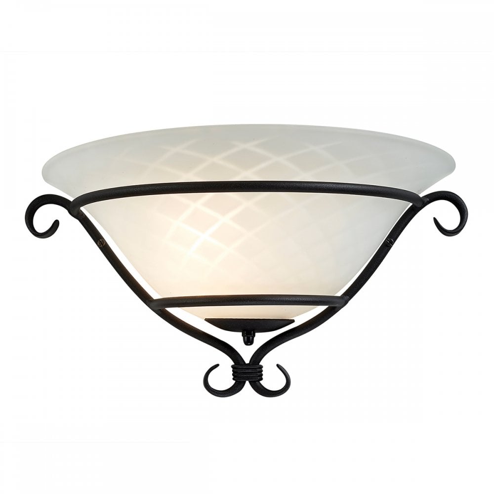Torchiere Classic Wall Uplighter In Black Finish With Glass Shade TCH/WU BLACK