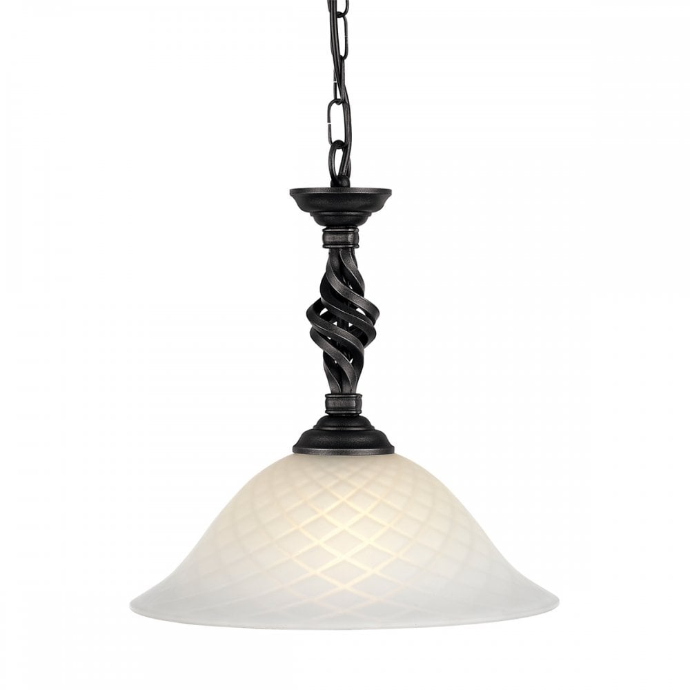 Pembroke Classic Ceiling Pendant Light In Black Finish With Opal Glass PB/P BLACK