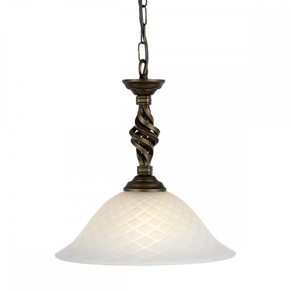 Pembroke Classic Ceiling Pendant Light In Black And Gold With Opal Glass PB/P BLK/GOLD