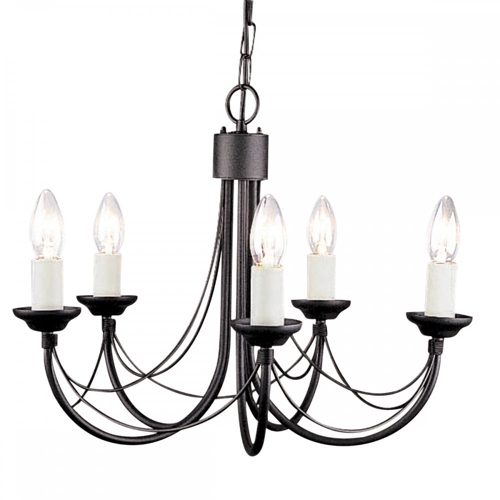 Carisbrooke Classic 5 Light Ceiling Chandelier In Black Finish CB5-BLACK