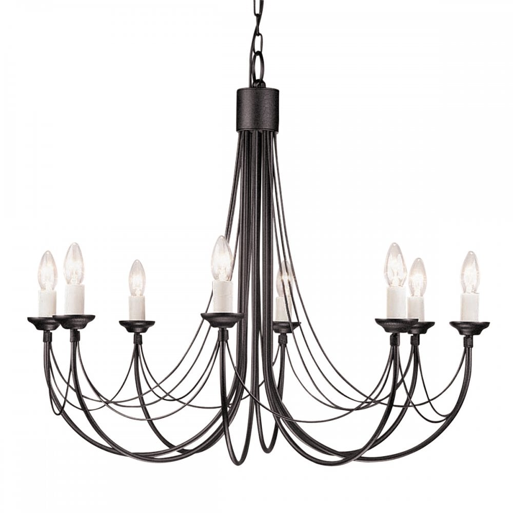 Carisbrooke Classic 8 Light Ceiling Chandelier In Black Finish CB8-BLACK