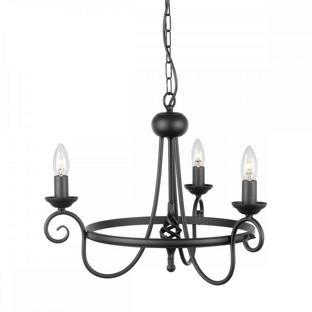 Harlech 3 Light Chandelier In Black Finish HR3A BLACK