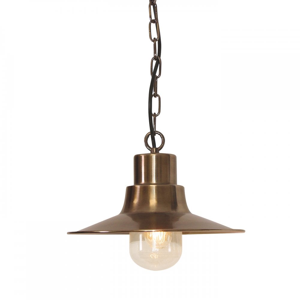 Sheldon Outdoor Ceiling Pendant Light In Aged Brass Finish IP44 SHELDON CH BR