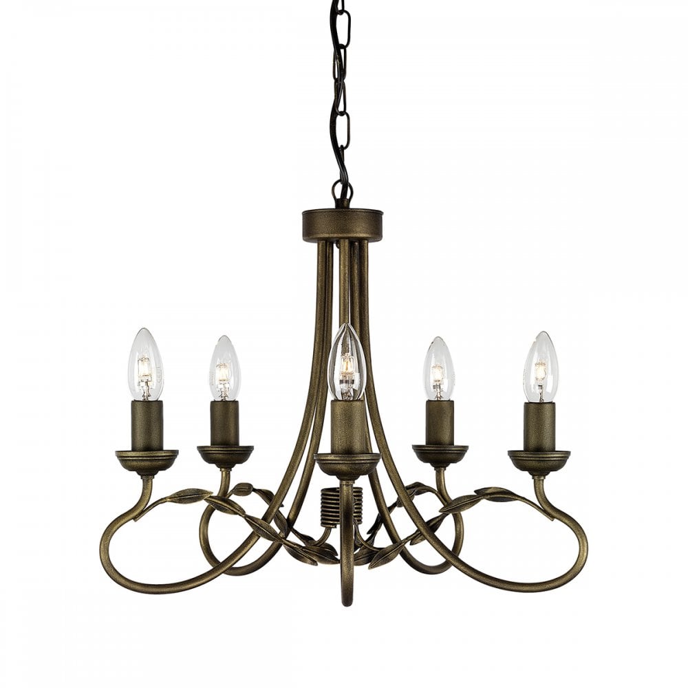 Olivia 5 Light Ceiling Chandelier In Black Finish With Gold Highlights OV5 BLK/GOLD