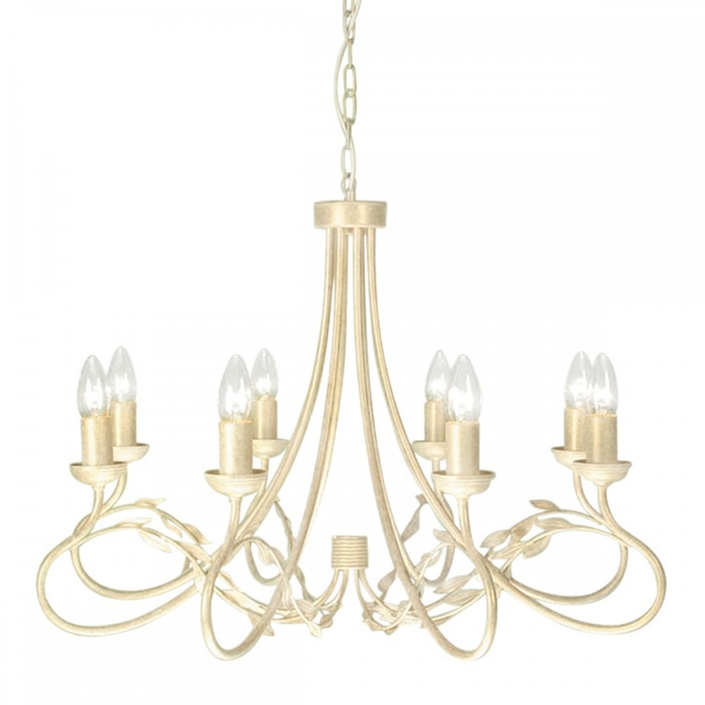Olivia 8 Light Ceiling Chandelier In Ivory Finish With Gold Highlights OV8 IVORY/GOLD