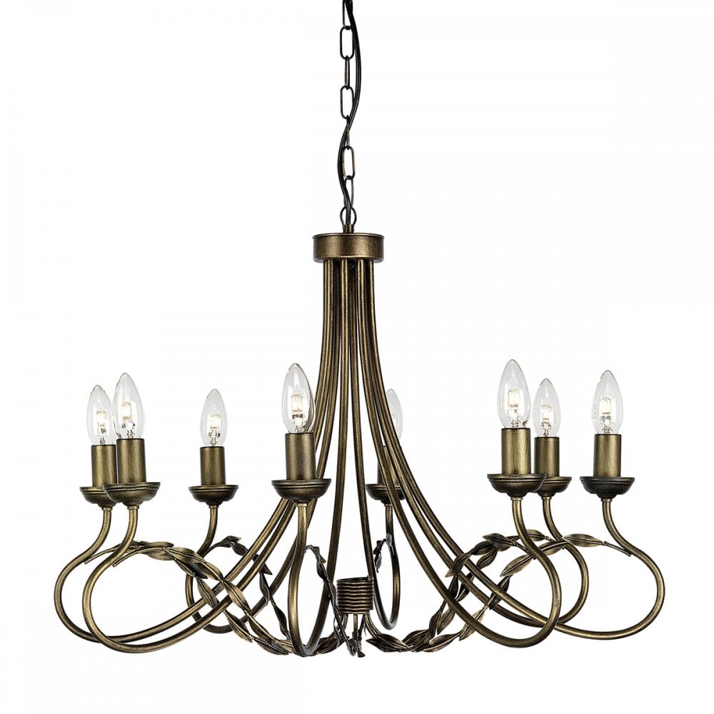Olivia 8 Light Ceiling Chandelier In Black Finish With Gold Highlights OV8 BLK/GOLD