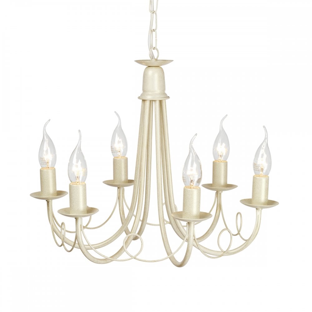 Minster 6 Light Ceiling Chandelier In Ivory Finish With Gold Highlights MN6 IVO/GLD
