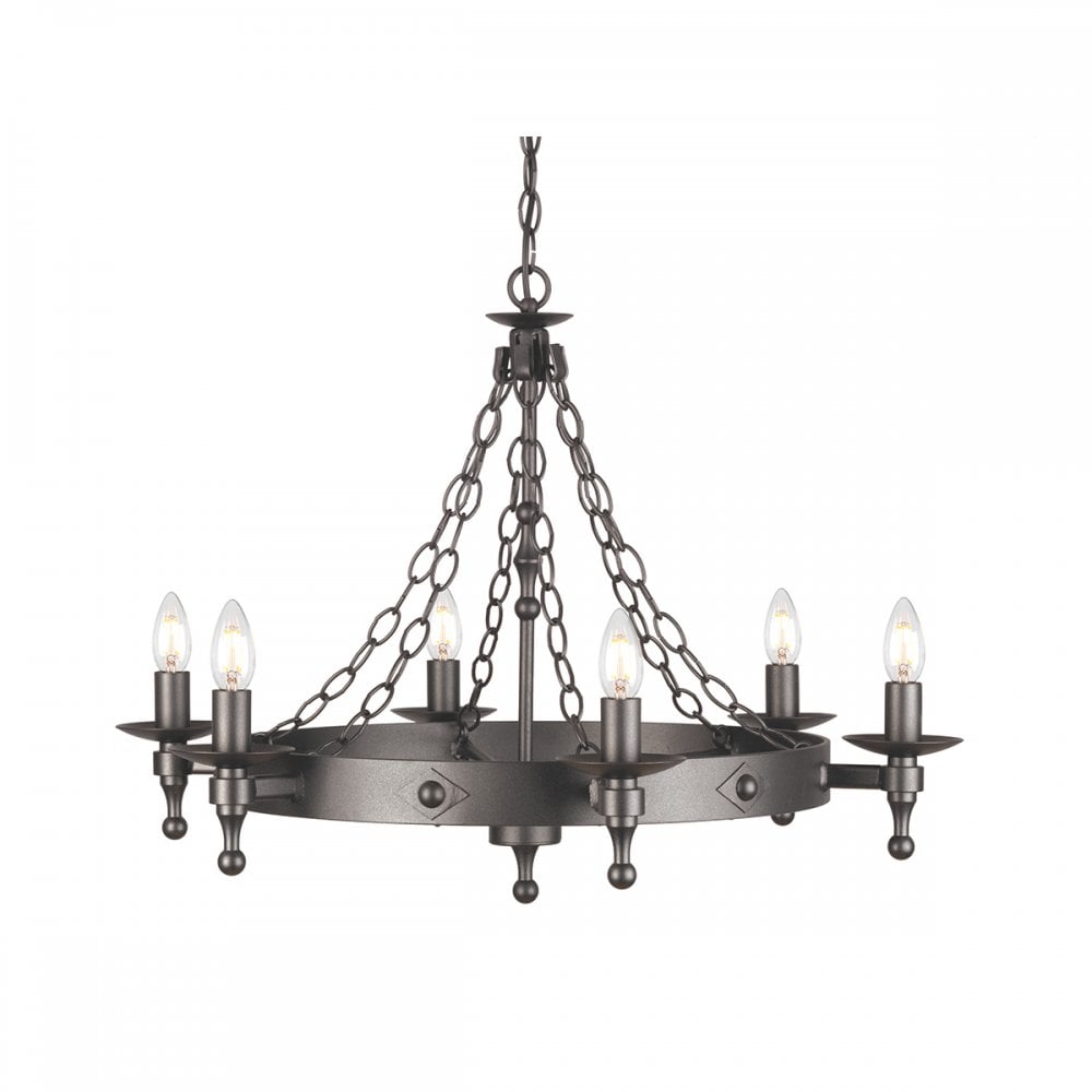 Warwick 6 Light Ceiling Chandelier In Graphite Finish WR6-GRAPHITE