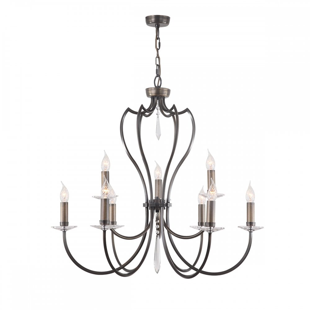Pimlico 9 Light Ceiling Chandelier In Dark Bronze Finish PM9 DB