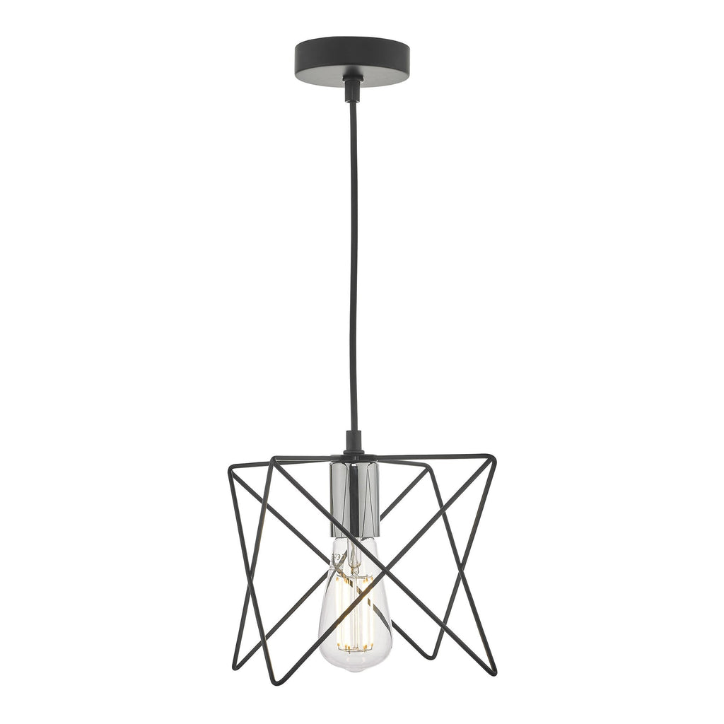 Midi Modern Ceiling Pendant Light In Black And Polished Chrome Finish MID0150