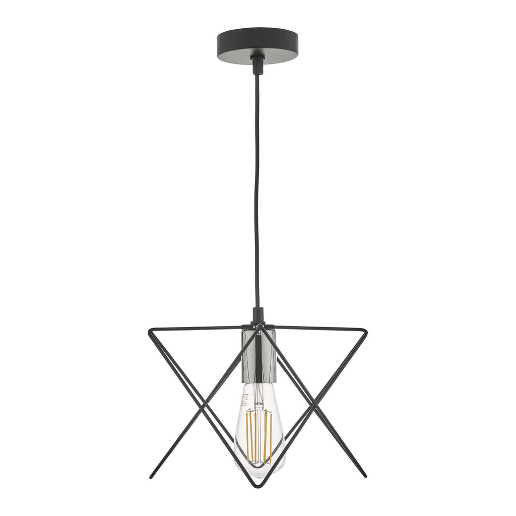 Midi Modern Ceiling Pendant Light In Black And Polished Chrome Finish MID0150