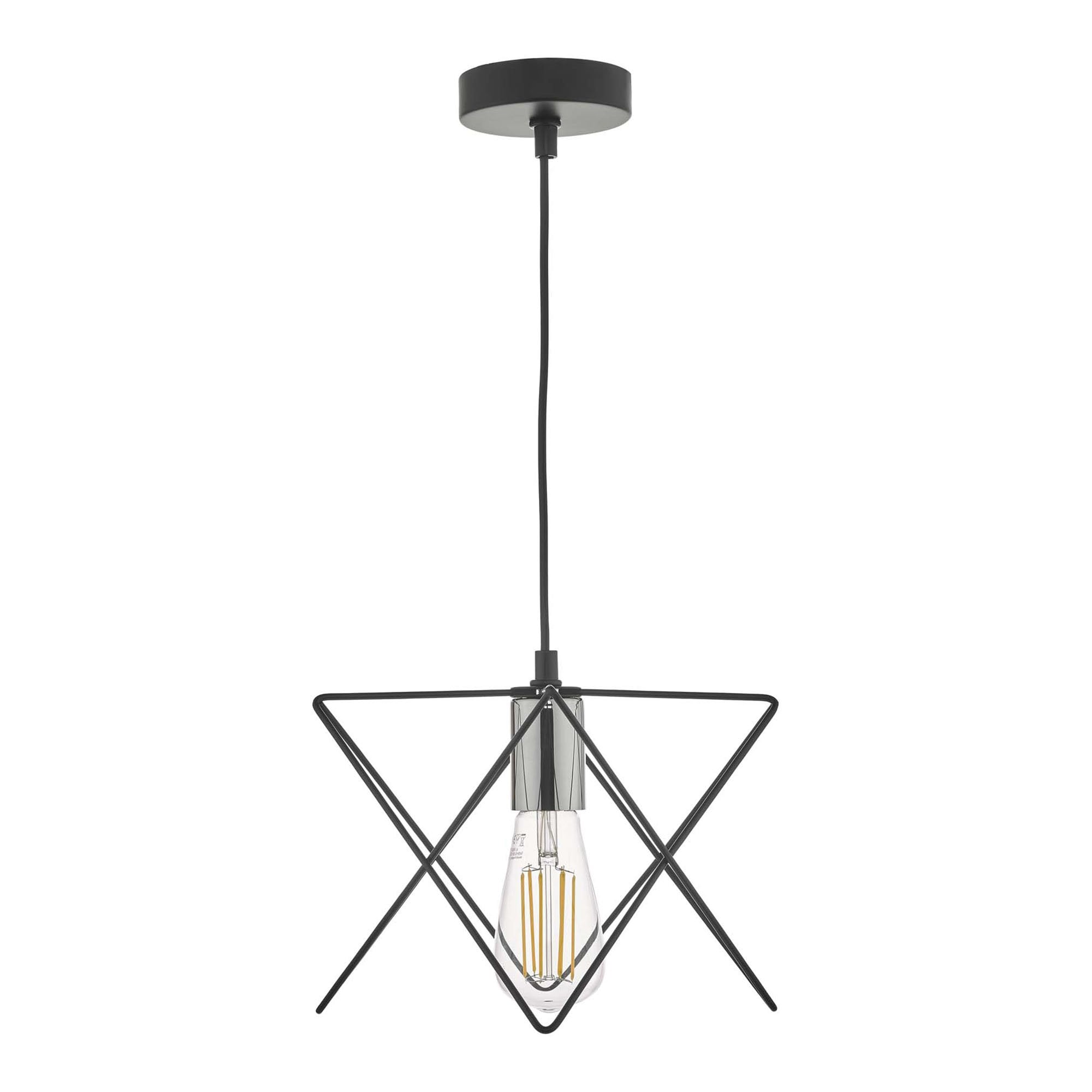 Midi Modern Ceiling Pendant Light In Black And Polished Chrome Finish MID0150