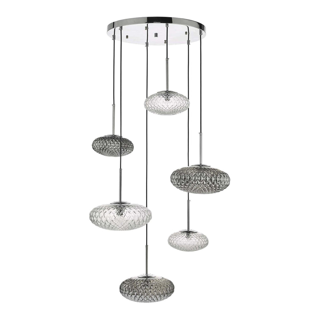 Bibiana 6 Light Cluster Ceiling Pendant In Polished Chrome With Glass Shades BIB6450