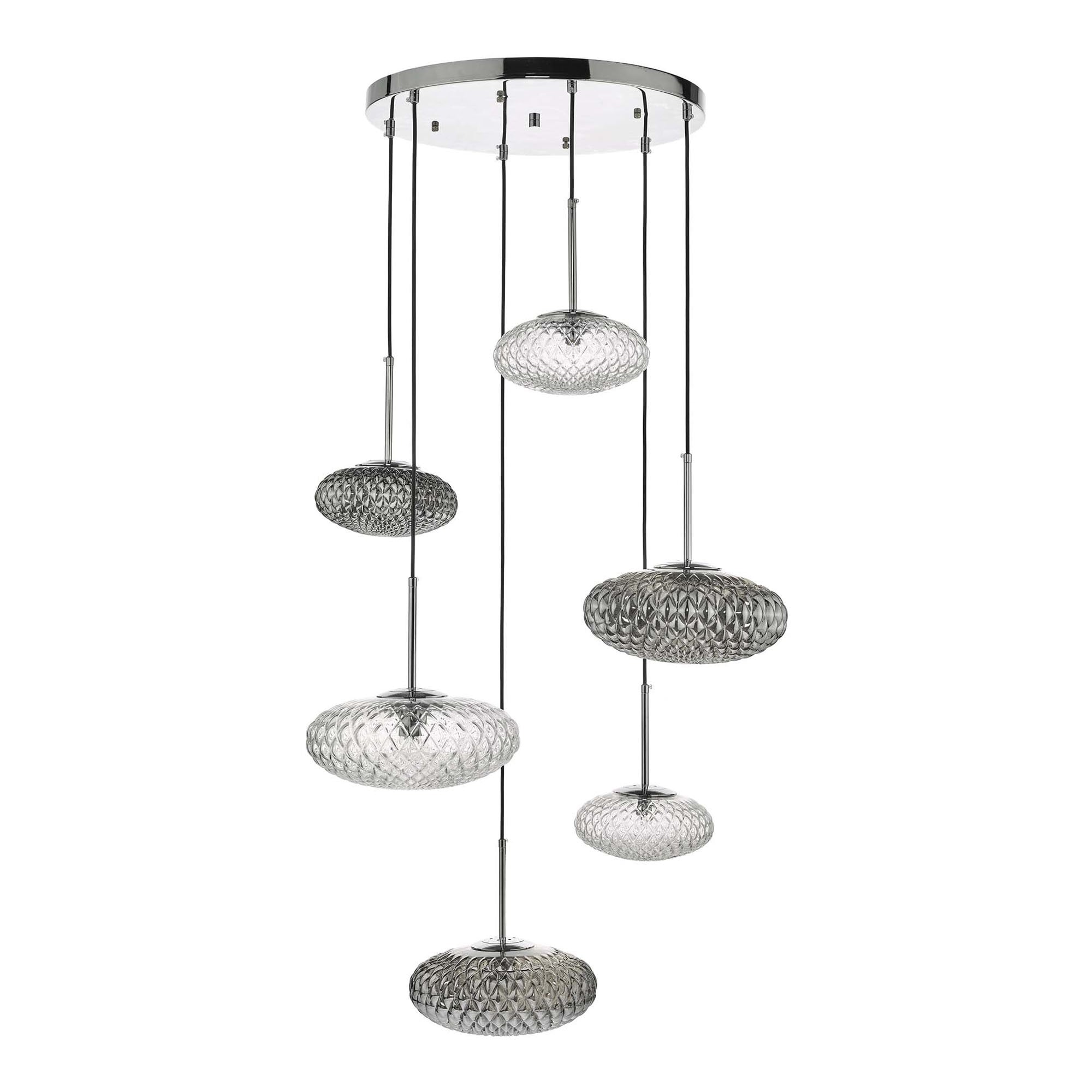 Bibiana 6 Light Cluster Ceiling Pendant In Polished Chrome With Glass Shades BIB6450