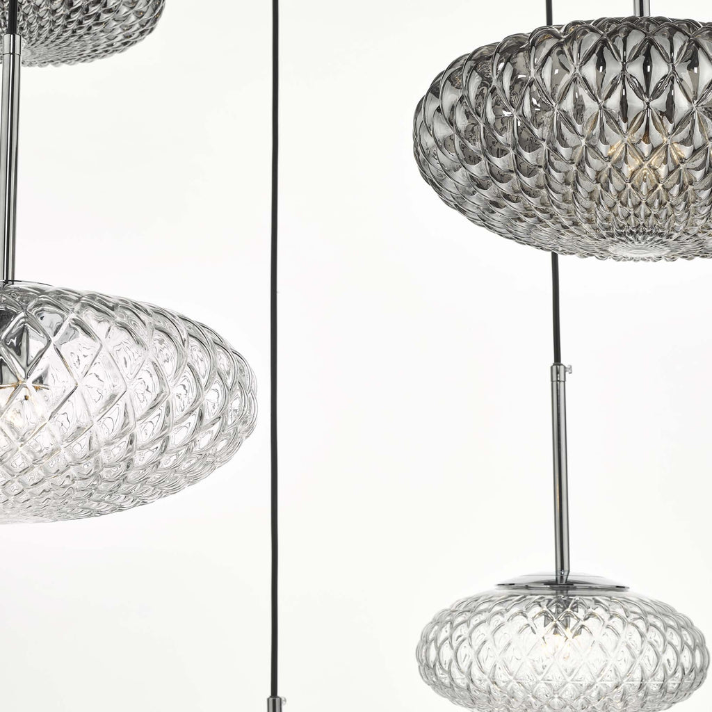 Bibiana 6 Light Cluster Ceiling Pendant In Polished Chrome With Glass Shades BIB6450