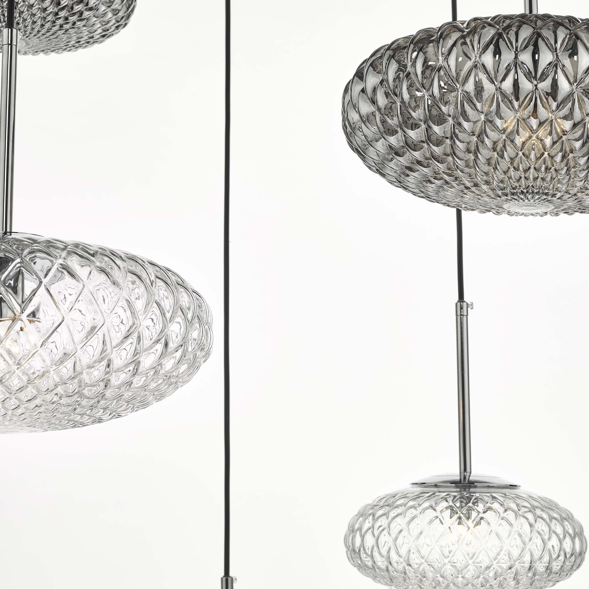 Bibiana 6 Light Cluster Ceiling Pendant In Polished Chrome With Glass Shades BIB6450