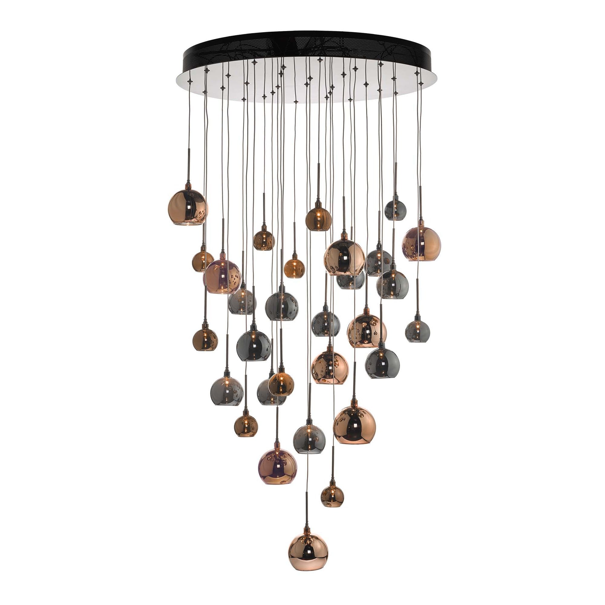 Aurelia Modern 30 Light Cluster Ceiling Pendant In Black Chrome Finish AUR3364