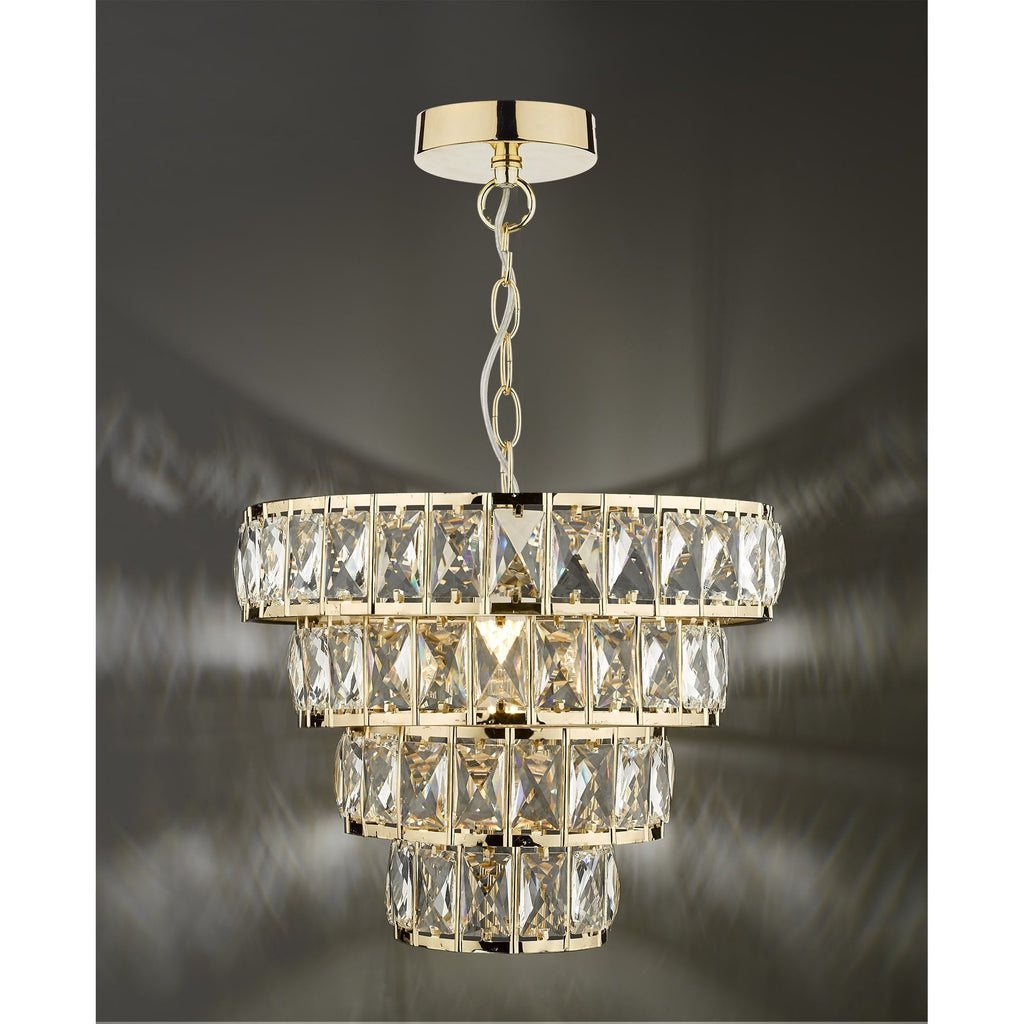 Cerys Stunning Crystal Ceiling Pendant Light In Gold Finish CER0135