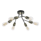Remy Modern Semi Flush Ceiling Light In Black And Antique Brass Finish REM0654