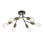 Remy Modern Semi Flush Ceiling Light In Black And Antique Brass Finish REM0654