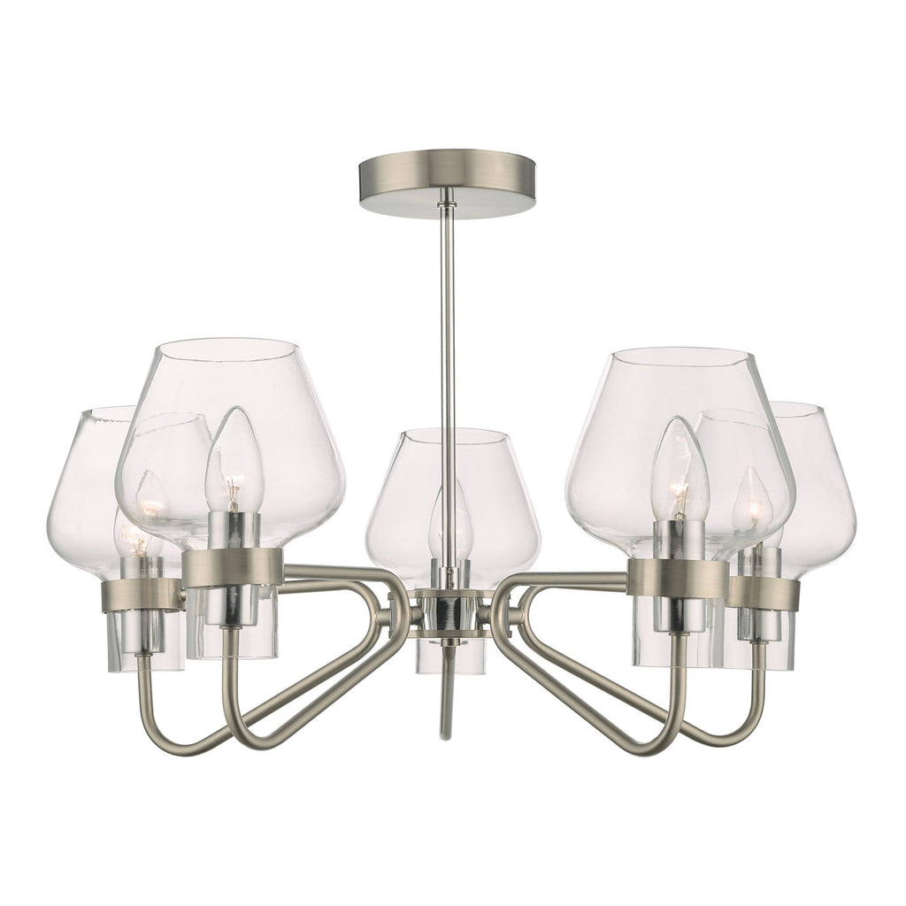 Keta Classic 5 Light Semi Flush Ceiling Light In Satin Chrome Finish KET5446