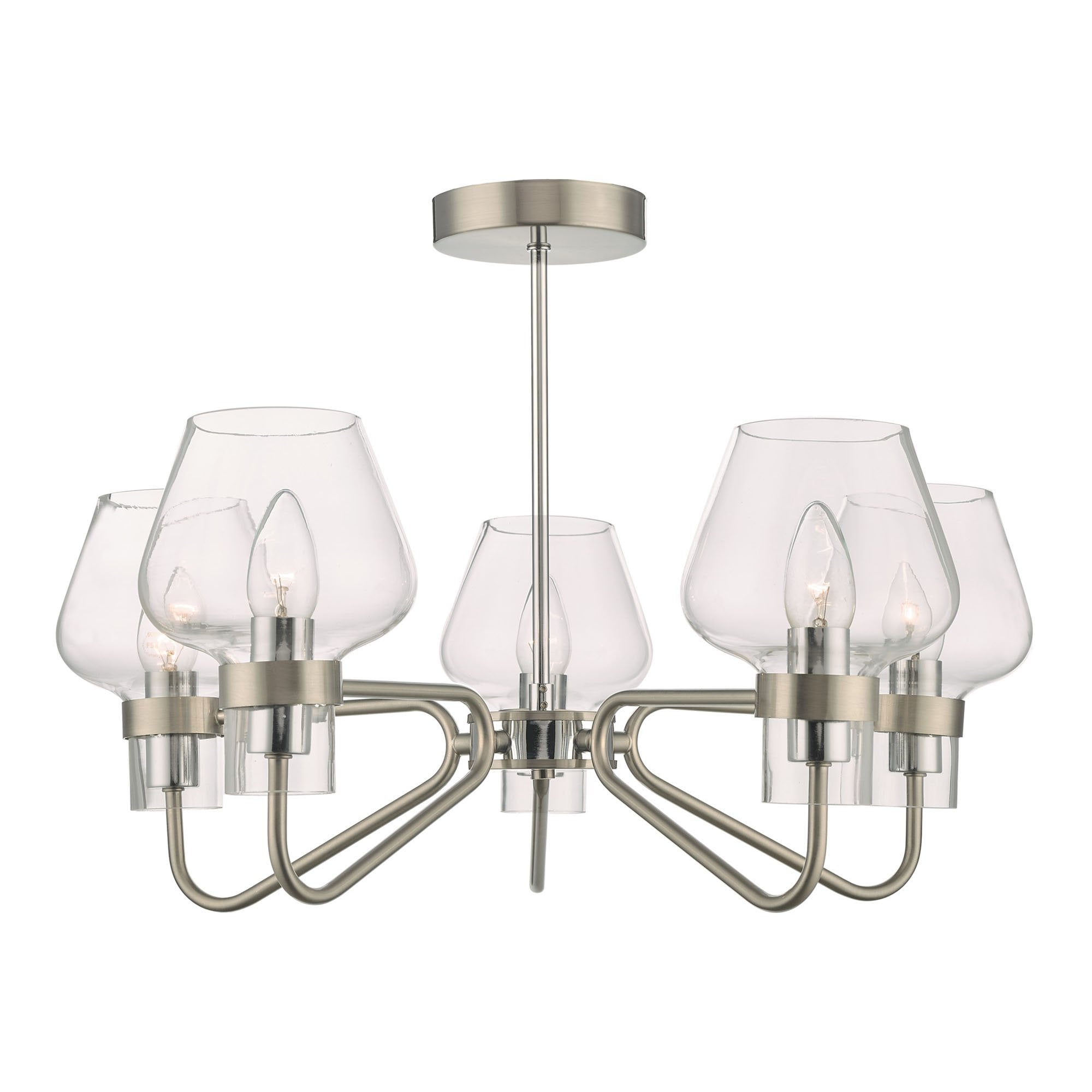 Keta Classic 5 Light Semi Flush Ceiling Light In Satin Chrome Finish KET5446