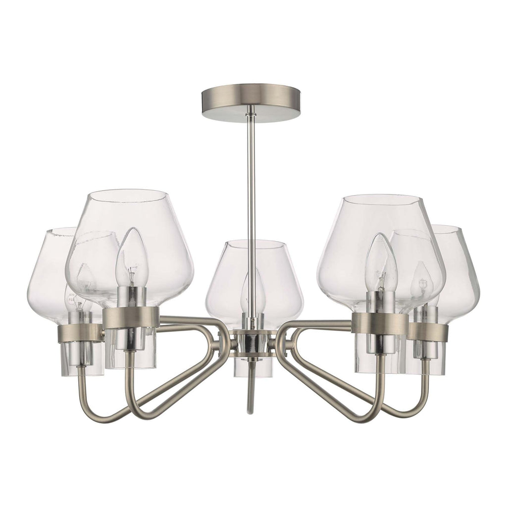 Keta Classic 5 Light Semi Flush Ceiling Light In Satin Chrome Finish KET5446