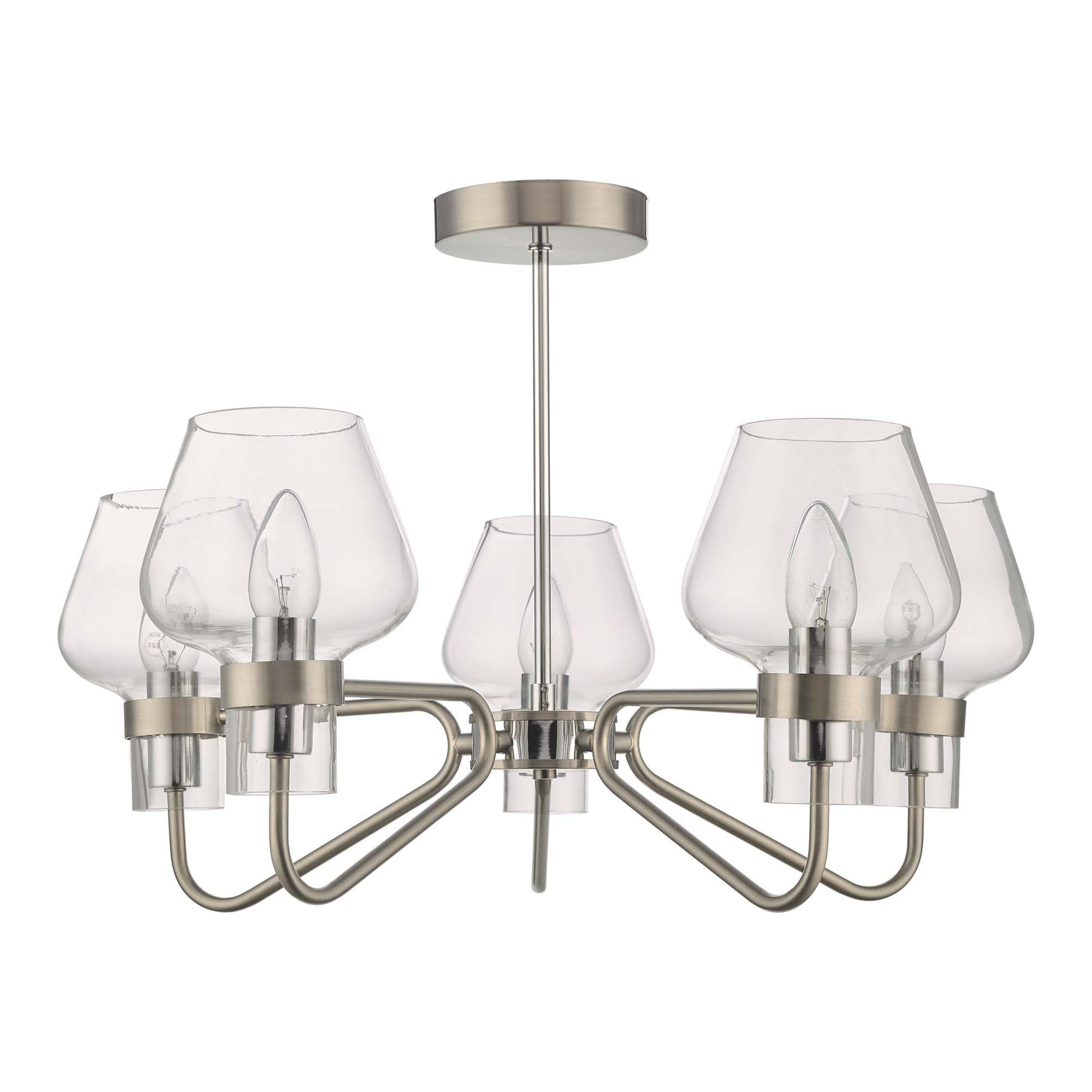 Keta Classic 5 Light Semi Flush Ceiling Light In Satin Chrome Finish KET5446