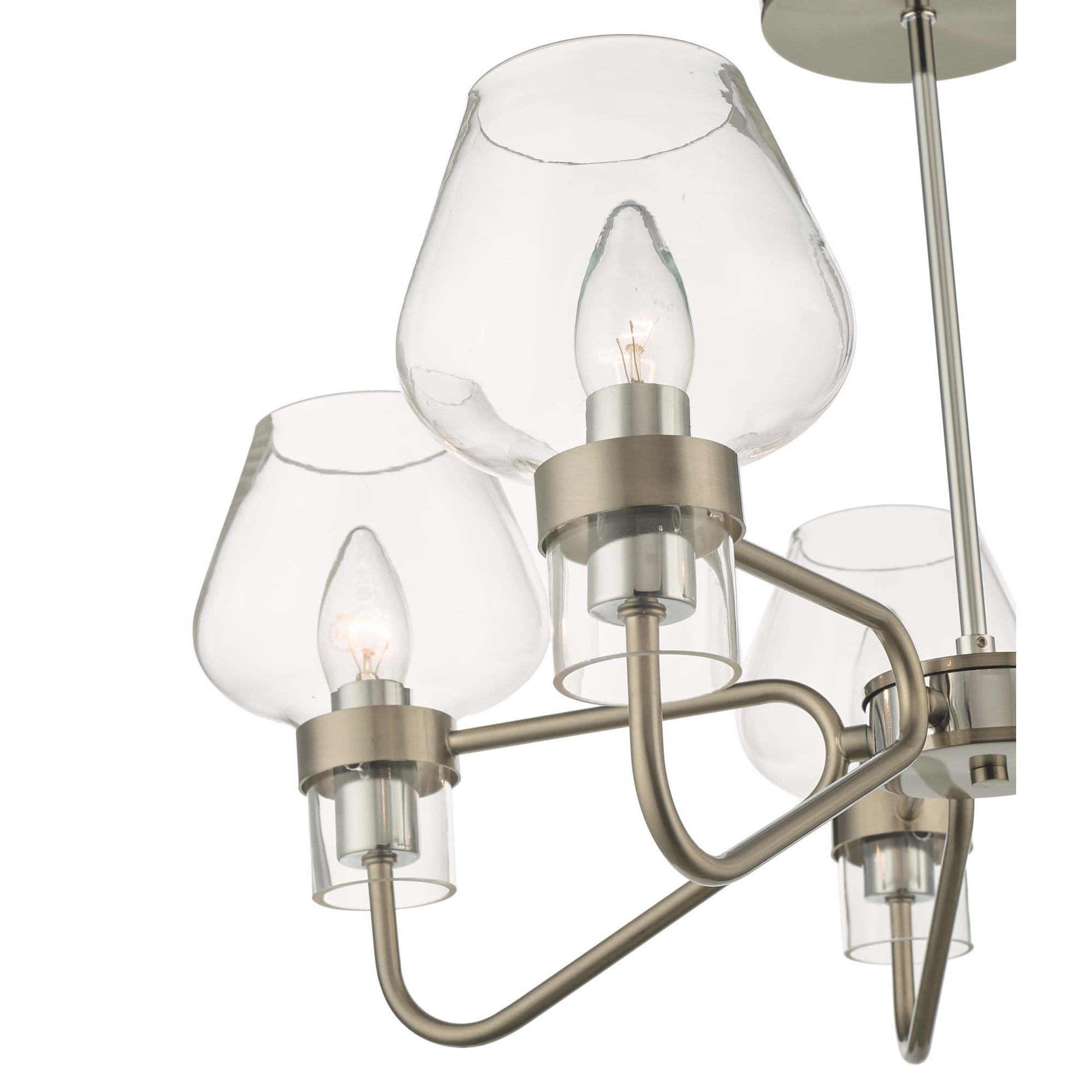 Keta Classic 5 Light Semi Flush Ceiling Light In Satin Chrome Finish KET5446