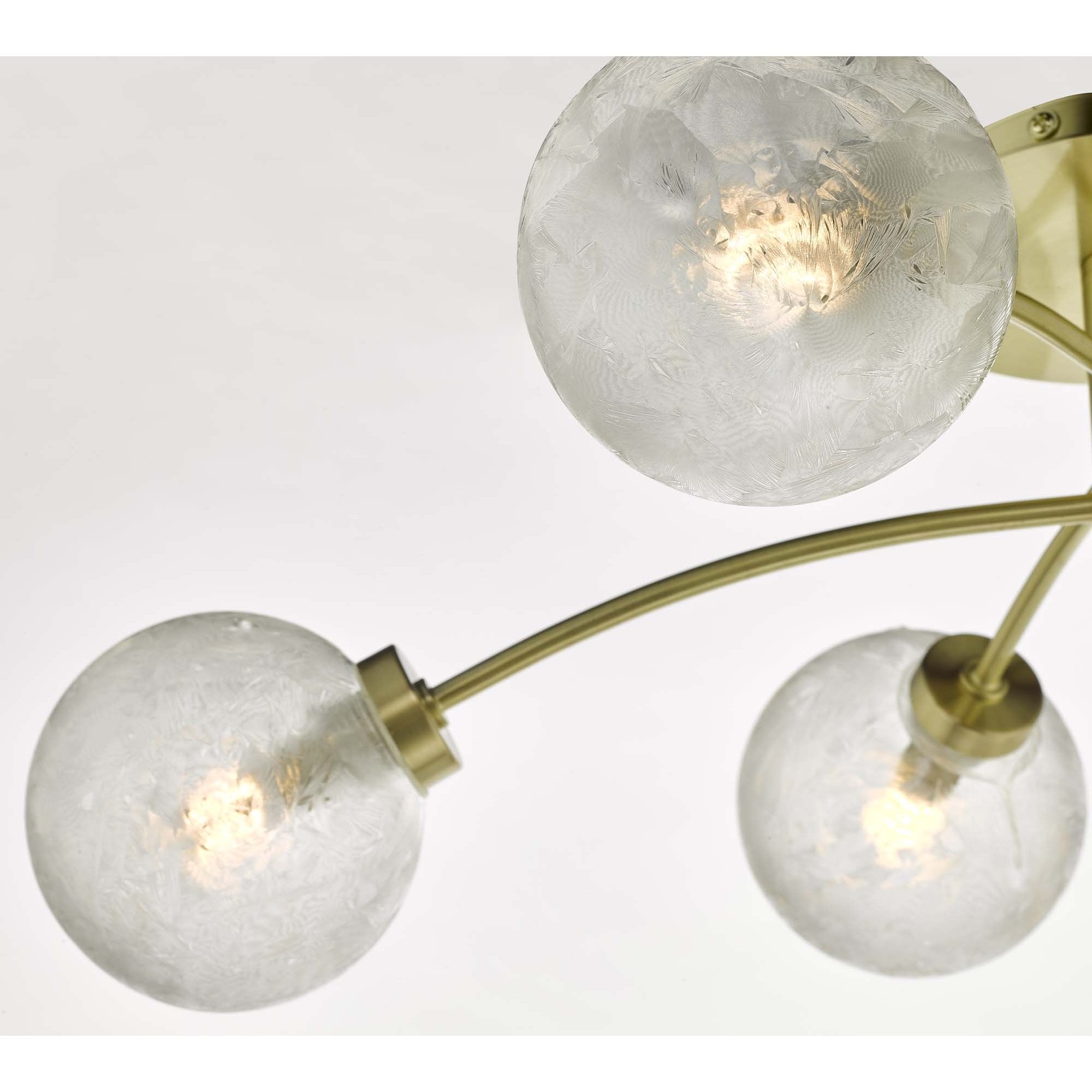 Avari Modern 6 Light Semi Flush Ceiling Light In Brass Finish With Frosted Glass AVA6441