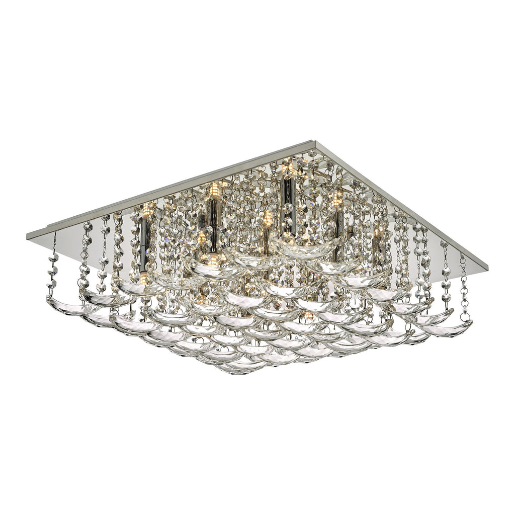 Orella Stylish 9 Light Flush Ceiling Light In Polished Chrome Finish With Crystal Glass ORE1350
