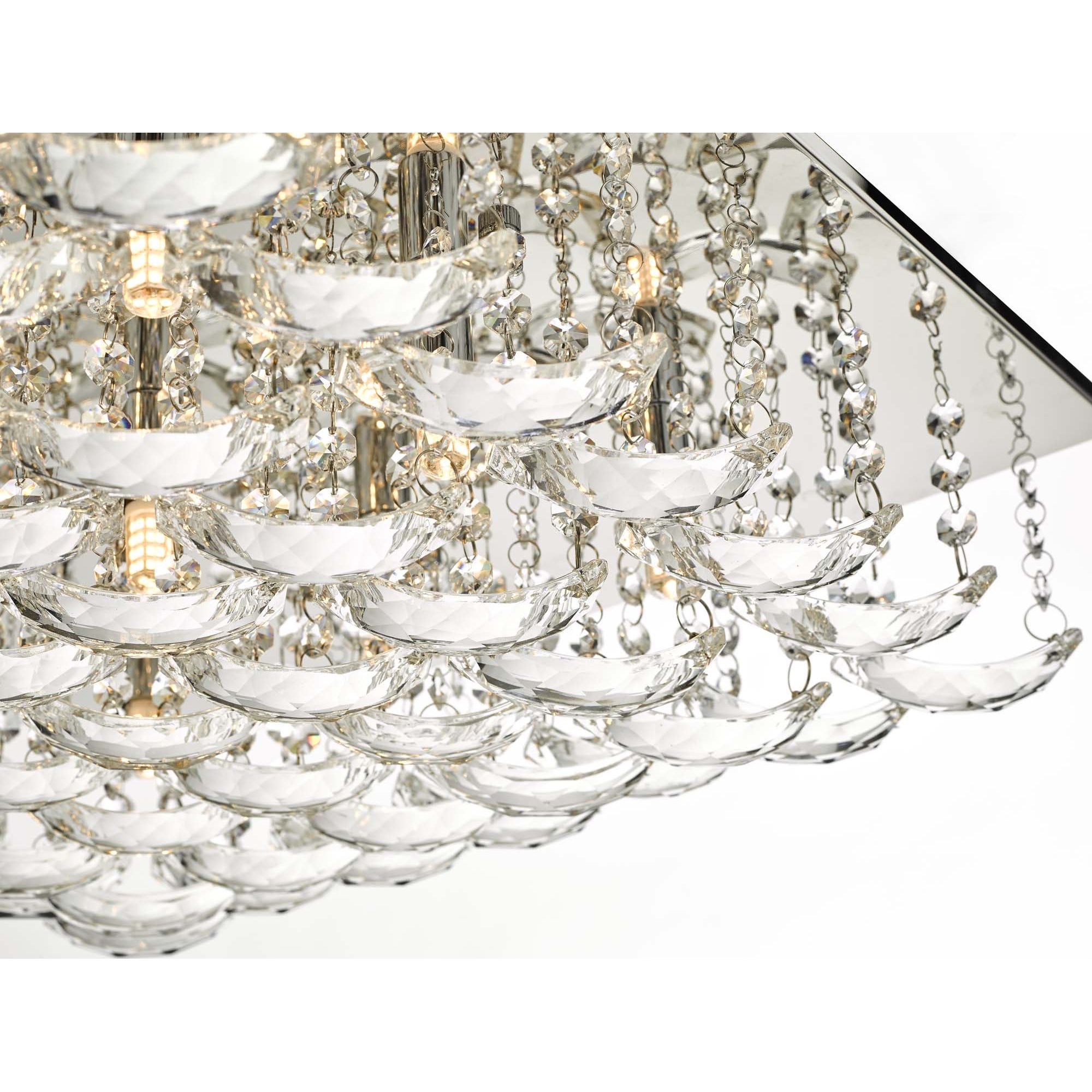 Orella Stylish 9 Light Flush Ceiling Light In Polished Chrome Finish With Crystal Glass ORE1350