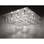 Orella Stylish 9 Light Flush Ceiling Light In Polished Chrome Finish With Crystal Glass ORE1350