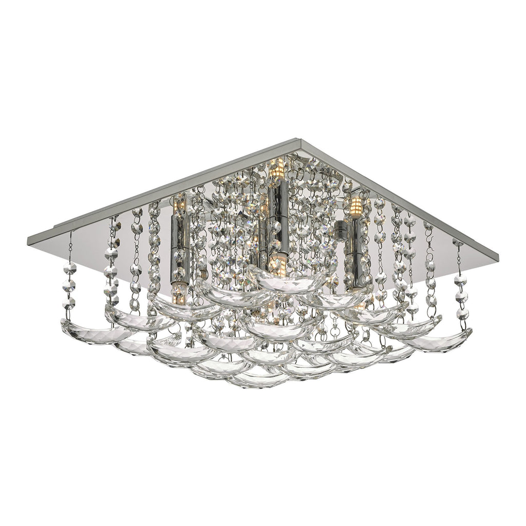 Orella Stylish 5 Light Flush Ceiling Light In Polished Chrome Finish With Crystal Glass ORE5450