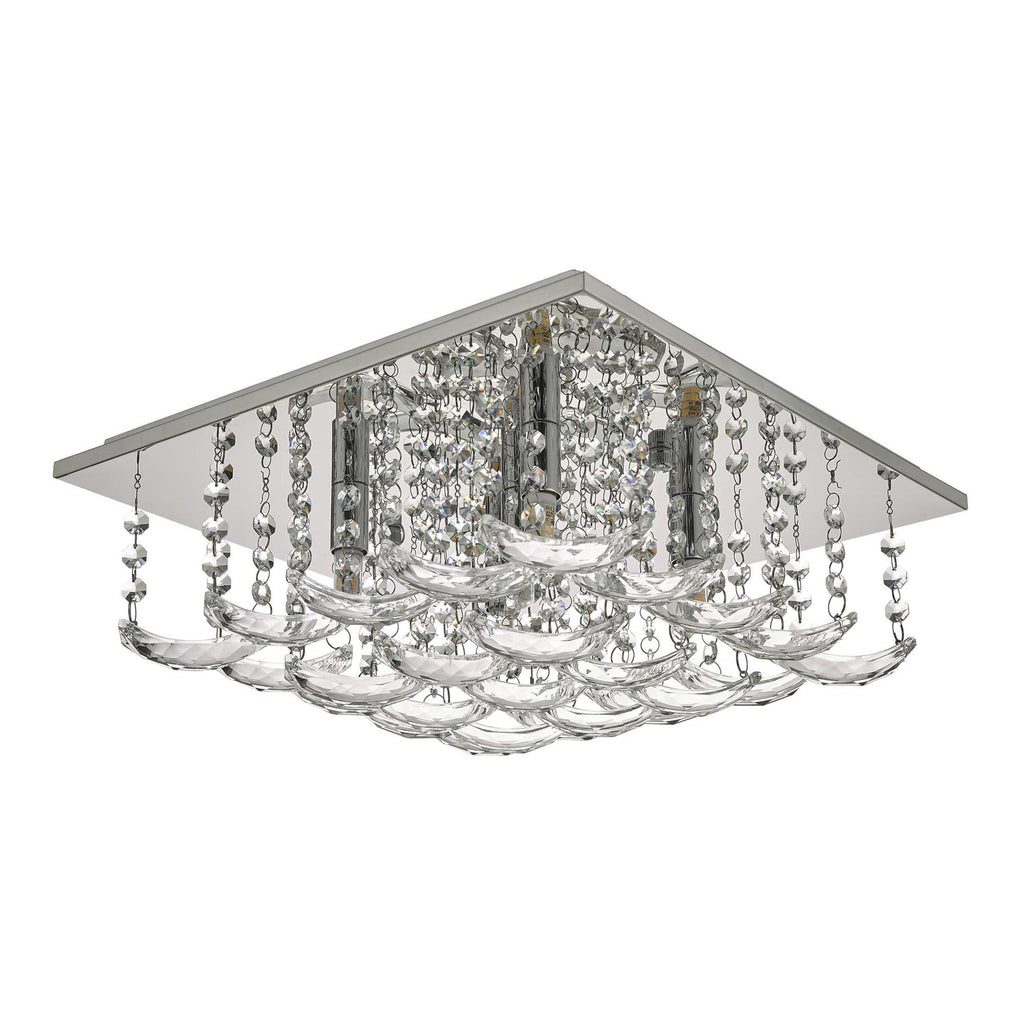 Orella Stylish 5 Light Flush Ceiling Light In Polished Chrome Finish With Crystal Glass ORE5450