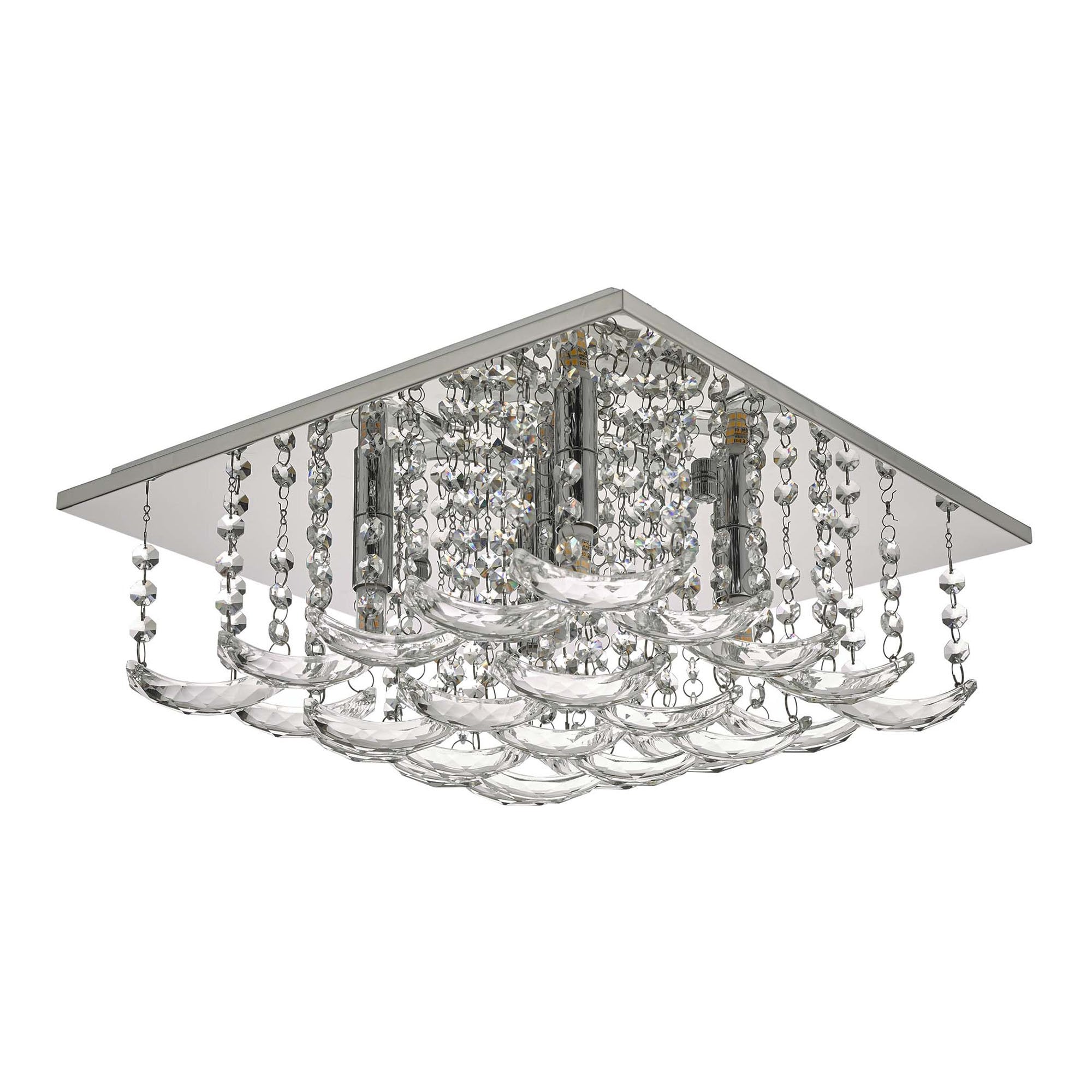 Orella Stylish 5 Light Flush Ceiling Light In Polished Chrome Finish With Crystal Glass ORE5450