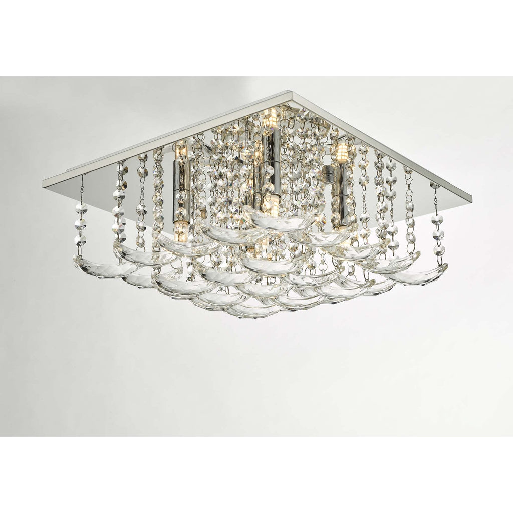 Orella Stylish 5 Light Flush Ceiling Light In Polished Chrome Finish With Crystal Glass ORE5450
