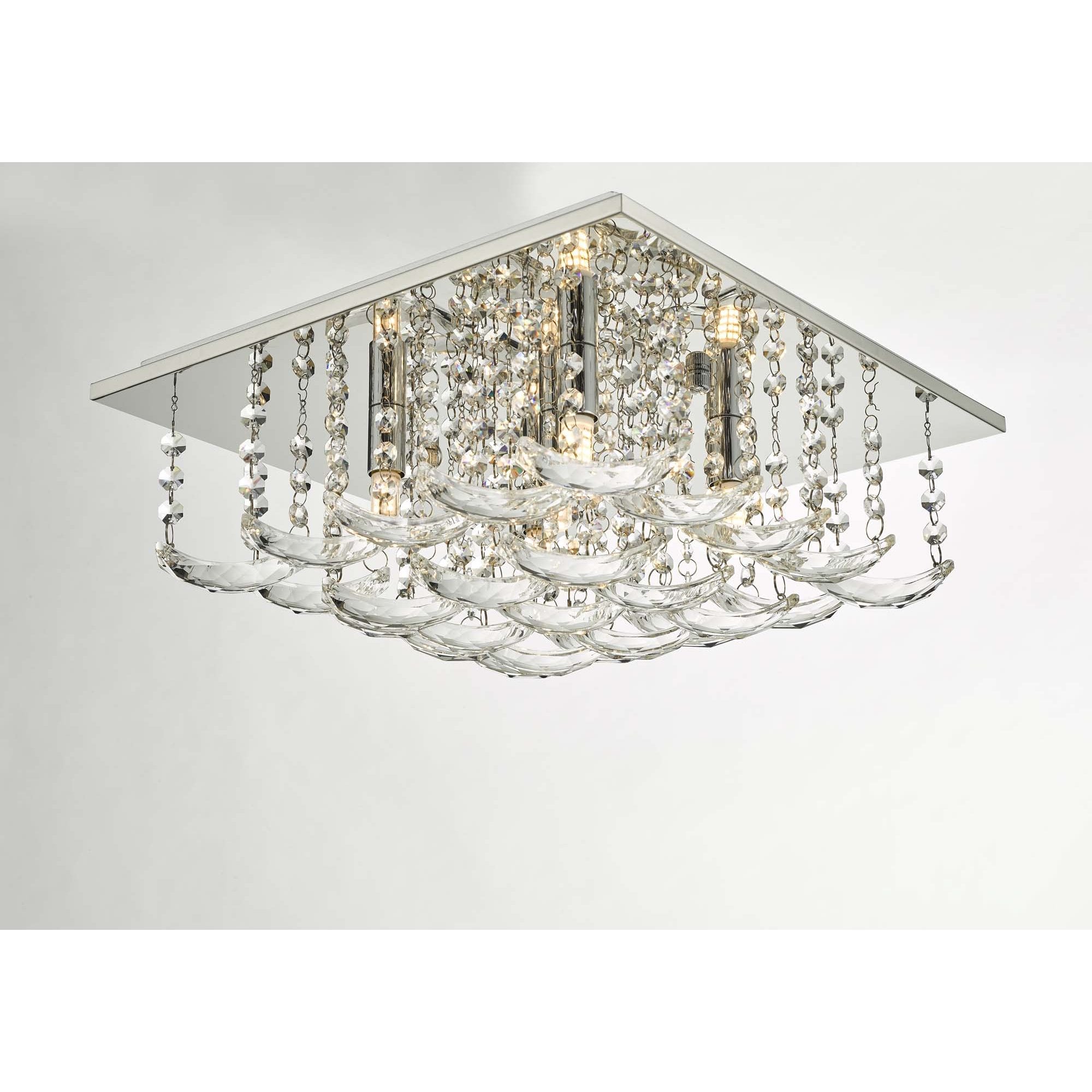 Orella Stylish 5 Light Flush Ceiling Light In Polished Chrome Finish With Crystal Glass ORE5450