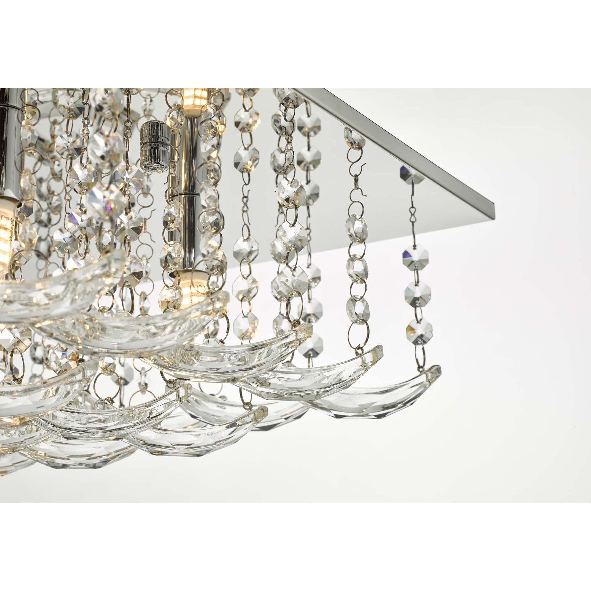 Orella Stylish 5 Light Flush Ceiling Light In Polished Chrome Finish With Crystal Glass ORE5450