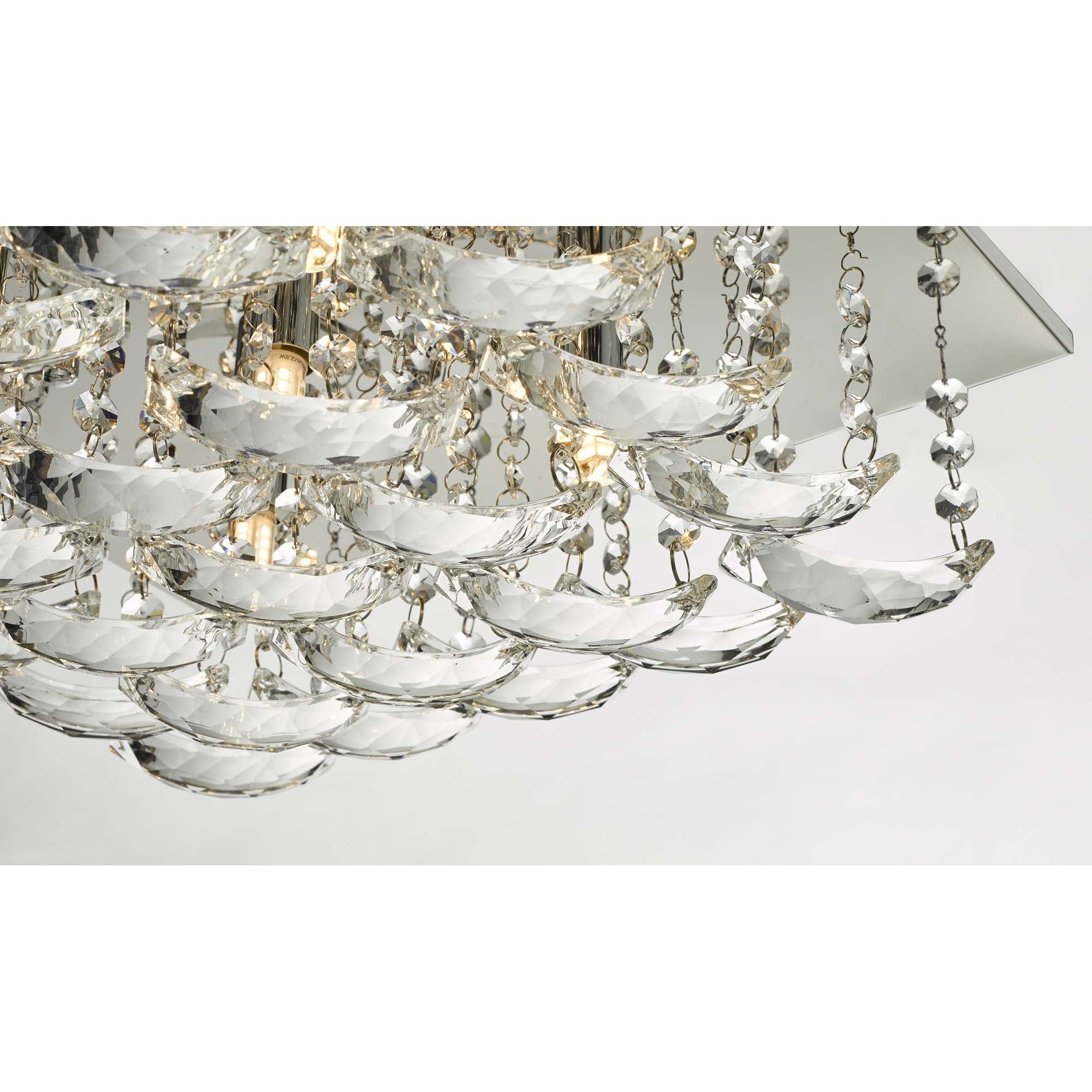 Orella Stylish 5 Light Flush Ceiling Light In Polished Chrome Finish With Crystal Glass ORE5450