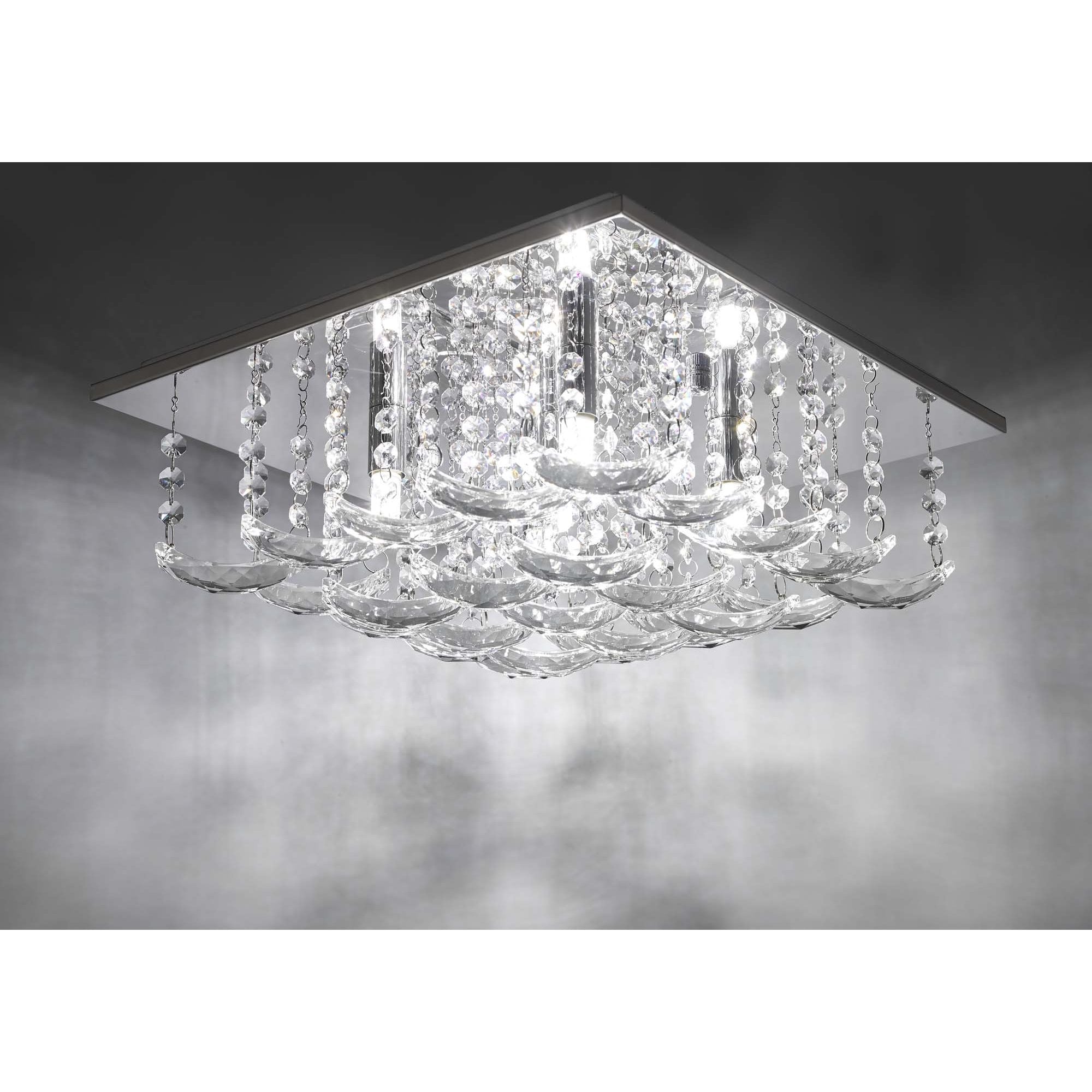 Orella Stylish 5 Light Flush Ceiling Light In Polished Chrome Finish With Crystal Glass ORE5450